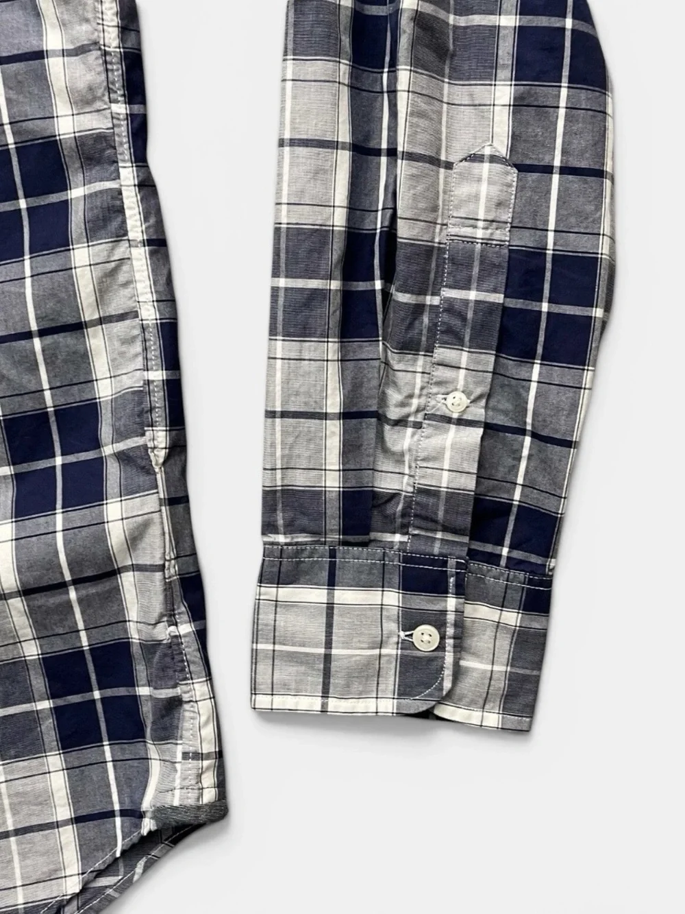 J. Crew Slim Fit Navy Blue Plaid Button Down Cotton Long Sleeve Shirt Size L